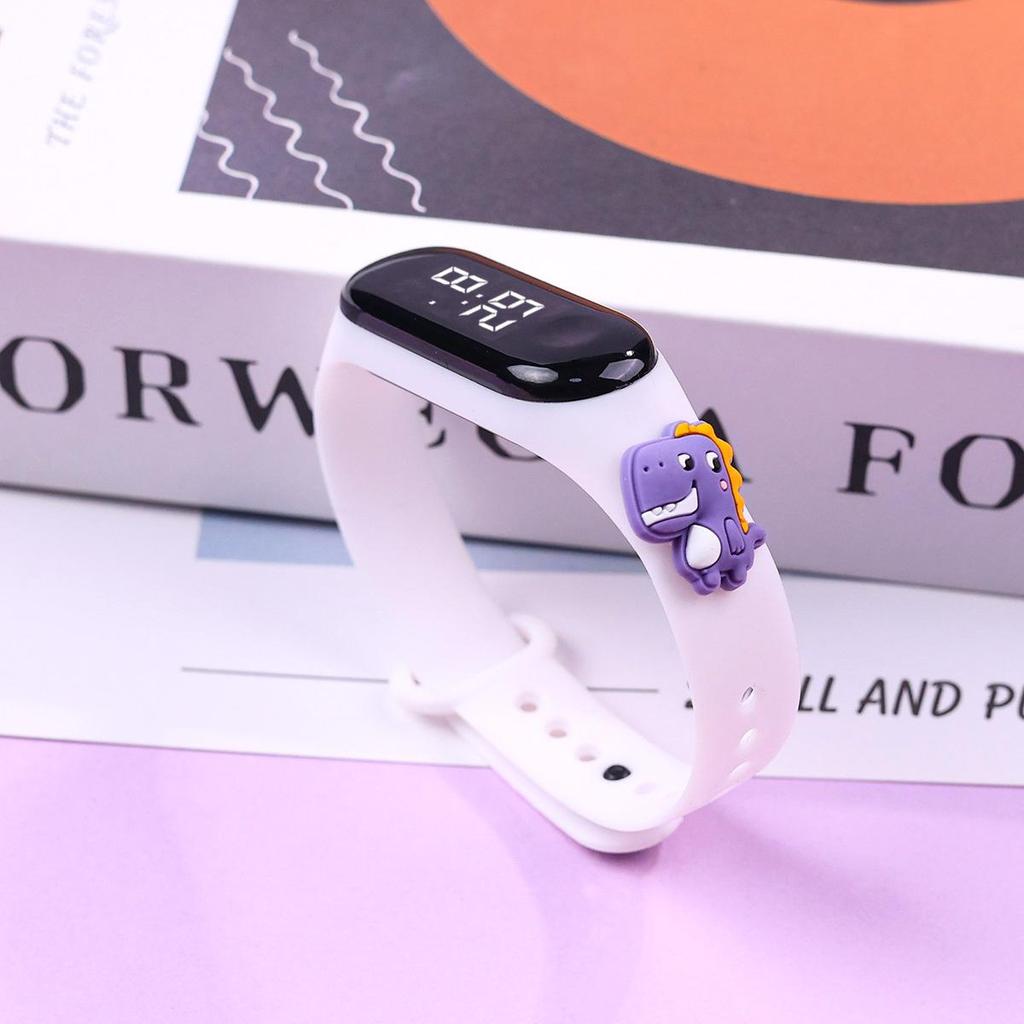 Trendy Waterproof LED Cartoon Dinosaur Watch for Primary School Students
