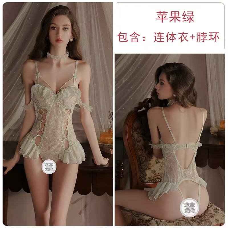 Sexy sexy lingerie hot perspective mesh one-piece uniform plus size suit 2390