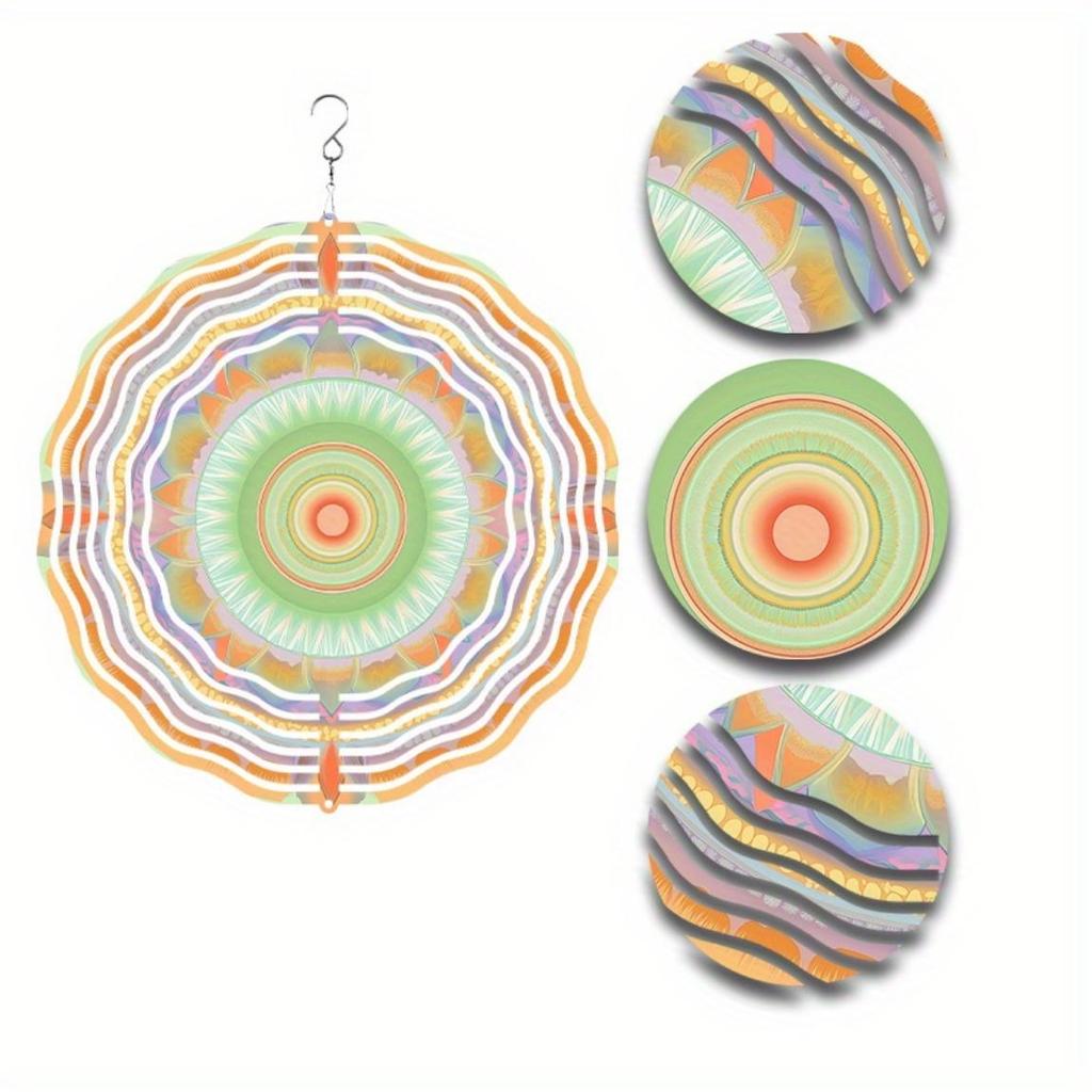 10 Zoll Böhmisches Mandala Windspiel Metall Gartendekor mit 360° drehbarem Haken Keine Batterie erforderlich Perfektes Geschenk für Außen Terrasse Hof