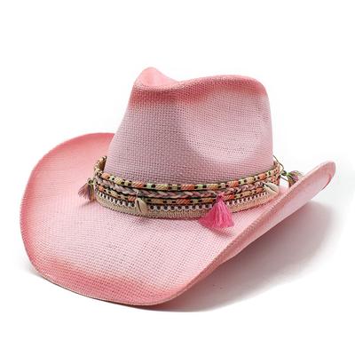 Cowboy Hat Beach Summer Hat Men'S And Women'S Panama Straw Hat Top Hat American Western Cowboy Hat
