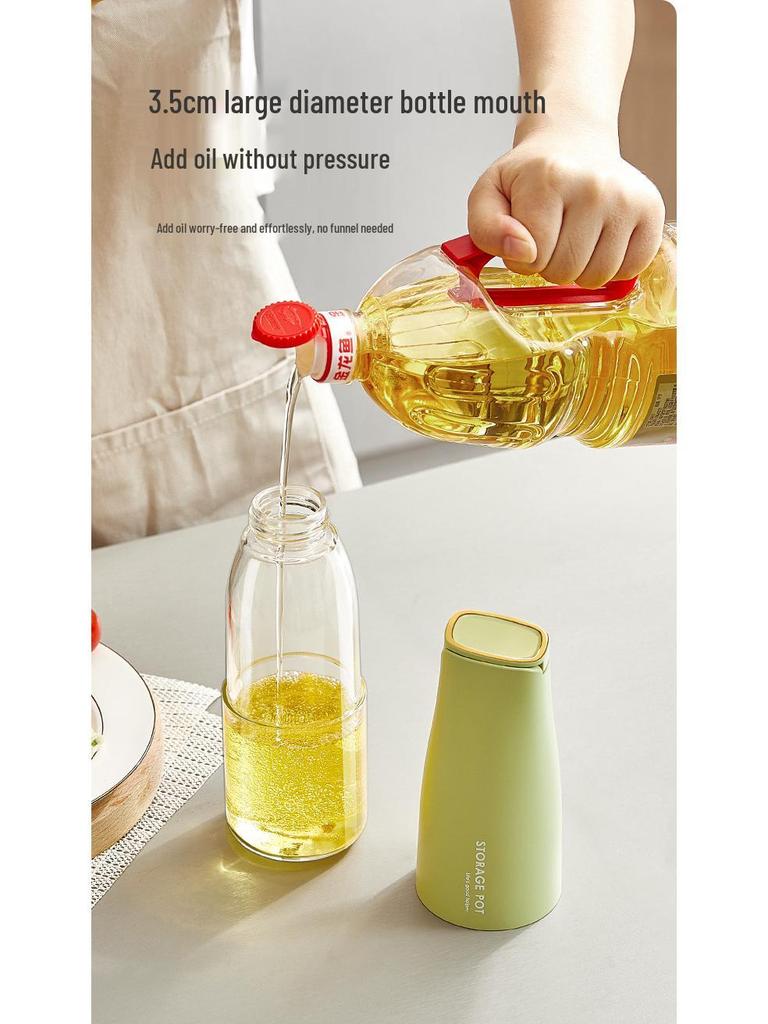 Automatischer auslaufsicherer Glasölbehälter für die Küche - Öffnen/Schließen mit nicht tropfendem Design, geeignet für Öl, Essig, Sojasauce und Gewürze.