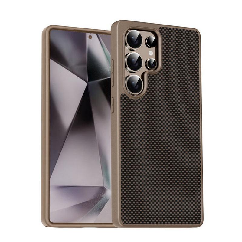 

Роскошный однотонный мягкий чехол для телефона Samsung S25 Ultra S24 FE S23 Plus, ударопрочный чехол из углеродного волокна, жесткий бампер из ПК Samsung S23 Ultra