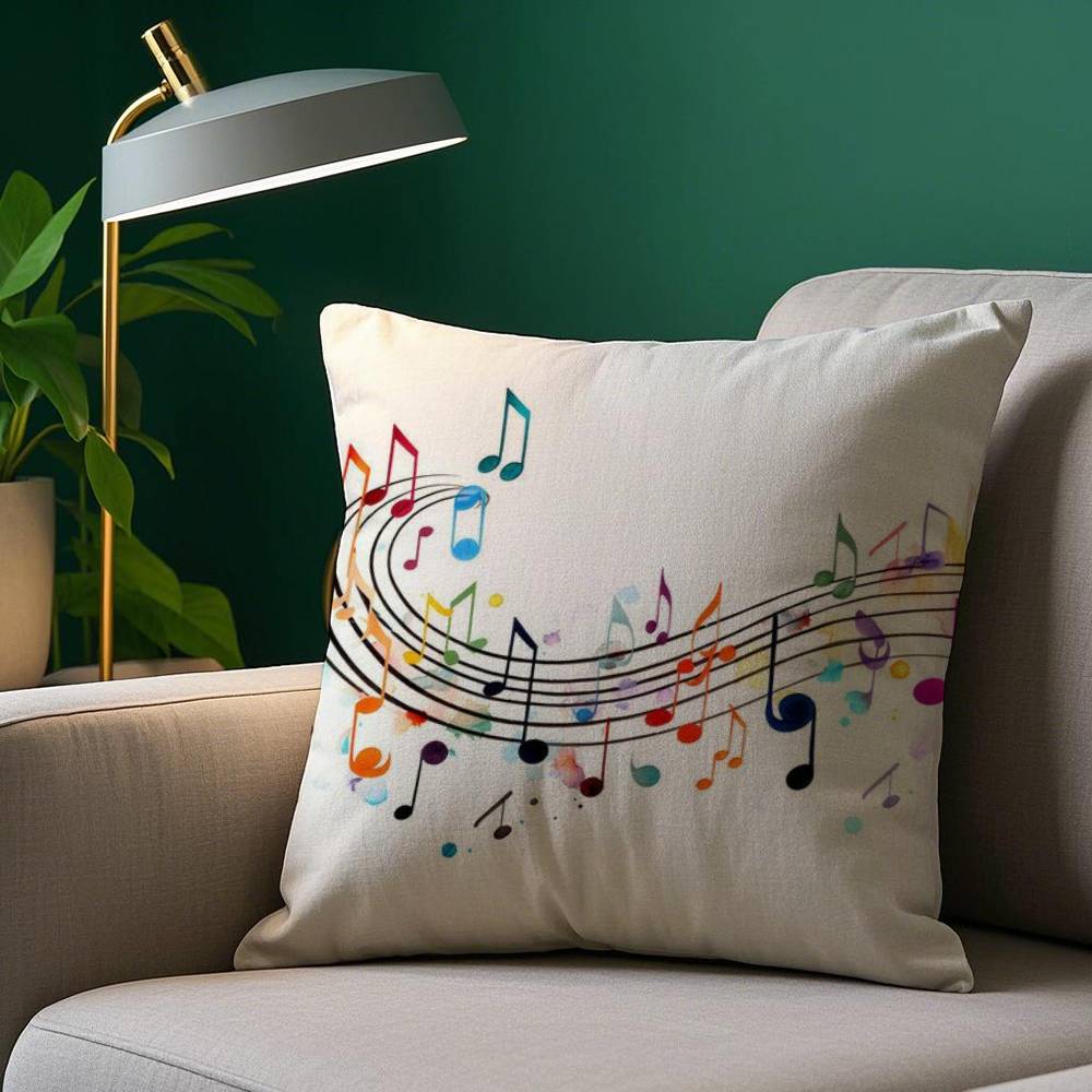 Musical Staff Pillow Case Plush Fabric Soft Pillowcase Double Sided Print Sofa Cushion Cover Throw