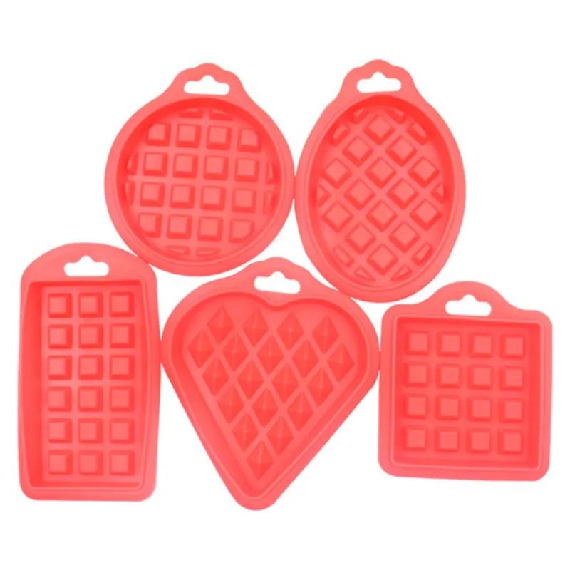 

5PCS solid color exterior air Fryer Food grade silicone waffle mold Kitchen cake baking mold bakery accessories silicone mold червоний