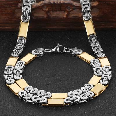 6mm Silver Color Byzantine Chains Cross Jewelry Sets for Men Stainless Steel Bracelet Necklace Set Jewelry Accessories