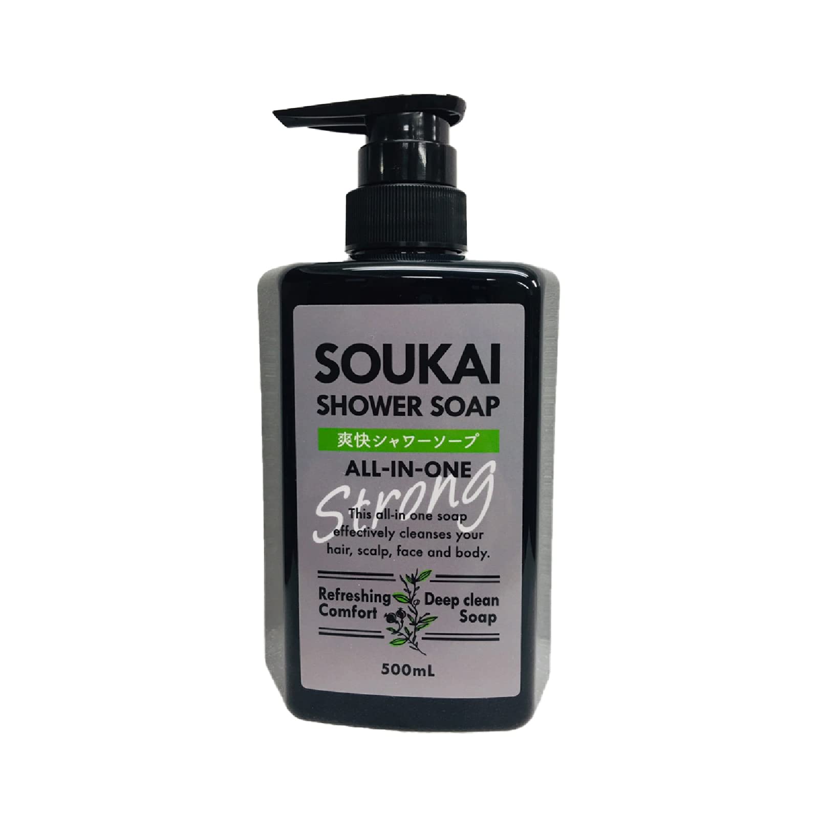 

Body Soap, Refreshing Shower Soap, Strong, Deodorizing Ingredients: Persimmon Tannin and Charcoal, for Body Odor Removal, Whole Body, 500ml