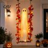Ornamenti Stagionali Atmosferici Illuminati Appesi Oscillanti Fantasma Decorazione di Halloween con Telecomando, Grandi Figure in Tessuto Bianco Realistico Ornamento