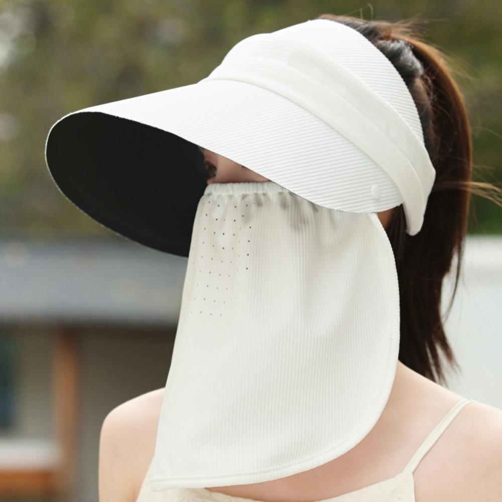 with Face Cover Sun Visor Hats Empty Top Sun Hat Outdoor Peaked Cap  Summer