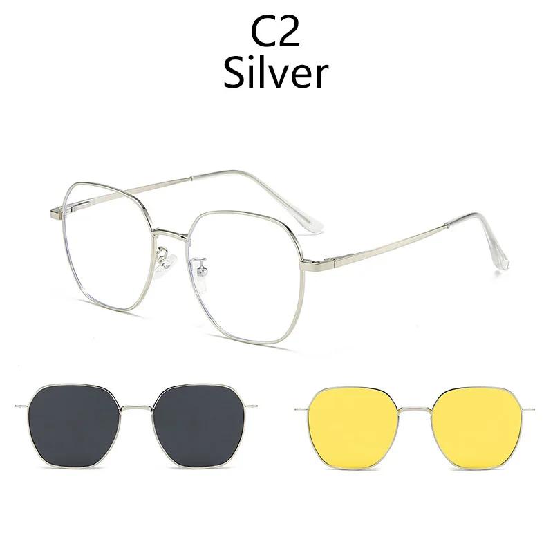 3 In1 Magnetic Clip Myopia Sunglasses Glasses Women Men Polarized Prescription Optical Big Frame Eyeglasses
