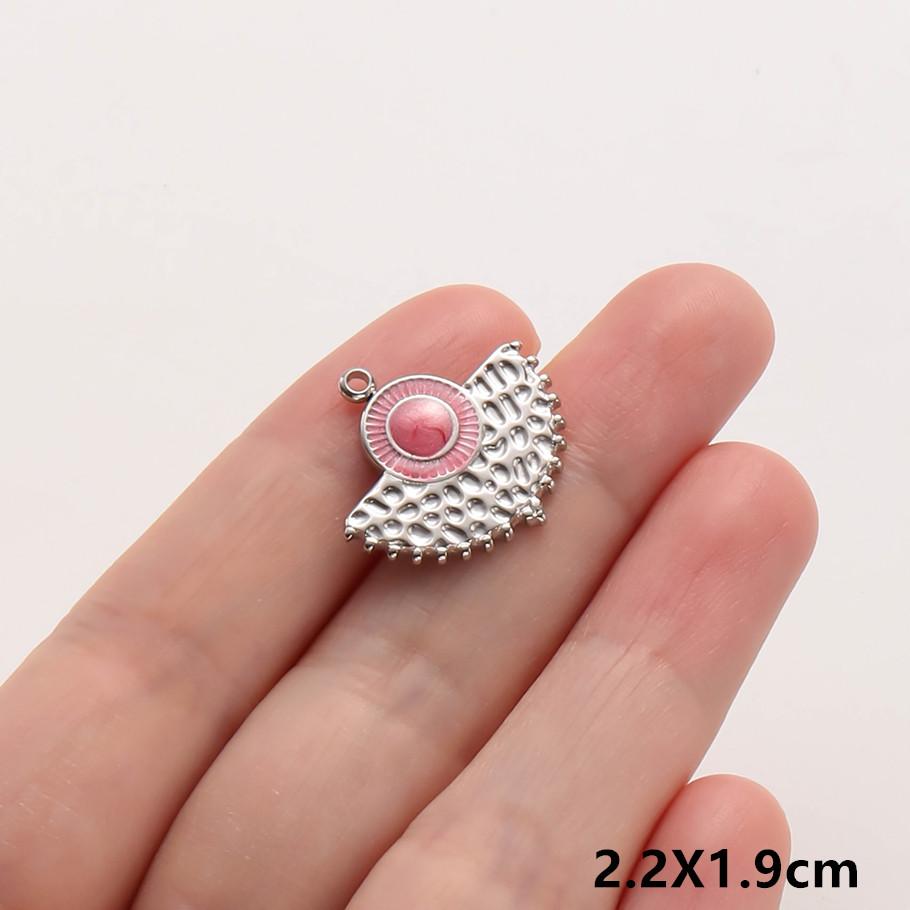 

Romantic Sweet Charm Hot Pink Color Enamel Cross Rose Tulip Bow Stainless Steel Charms For Jewelry Making Supplies Plant Pendant