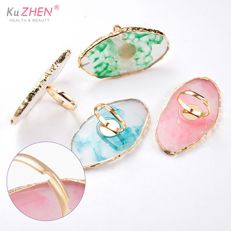 1 Pz Nuova Tavolozza per Nail Art in Pietra di Resina Anello da Dito Punte per Unghie Finte Disegno Miscelazione Colori Espositore Strumento per Manicure Fai da Te Smalto Gel