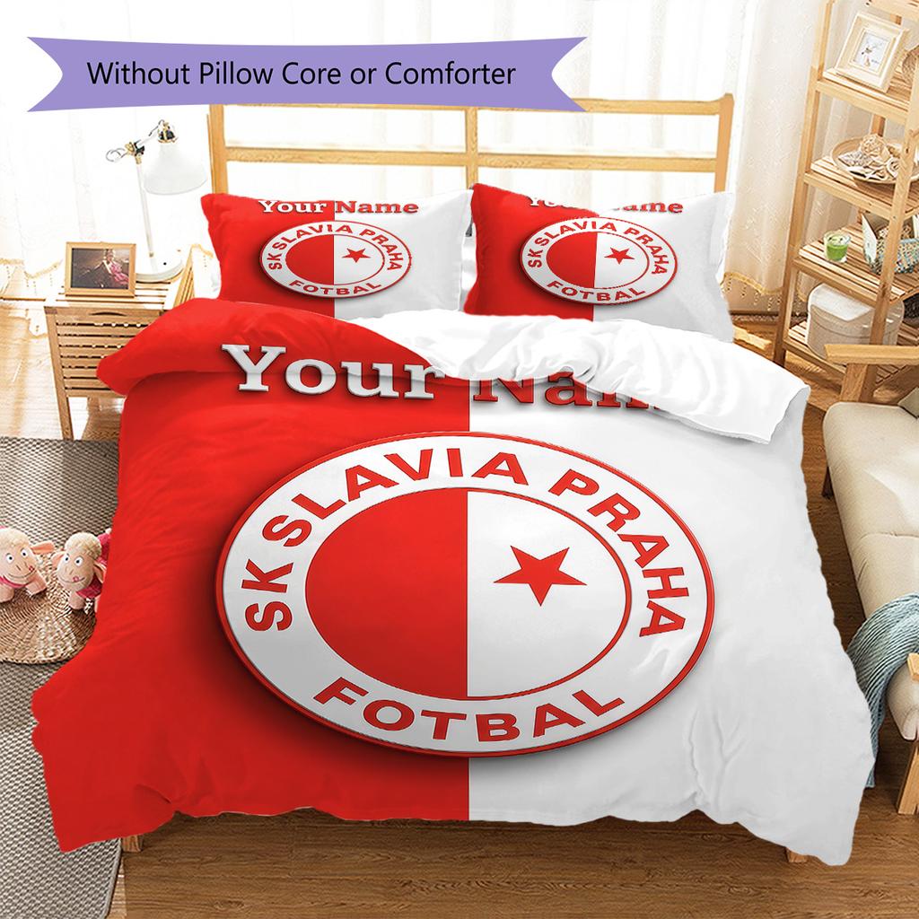 Biancheria da letto personalizzata con stemma del Slavia Praga, set copripiumino copripiumino federa regalo di compleanno per la casa (1 * copripiumino + 2 * federa, senza nucleo)