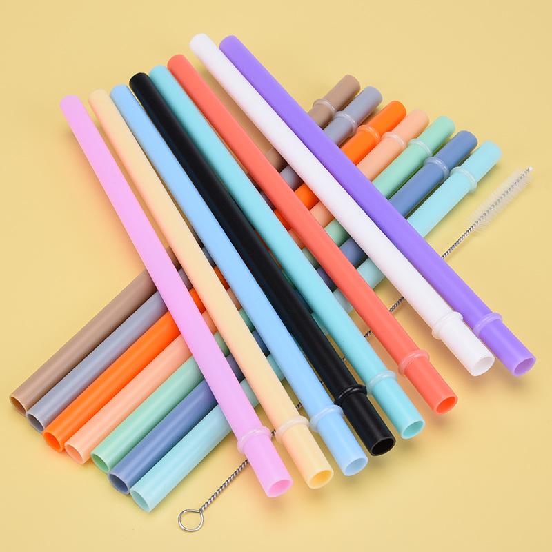 12Mm Aperture Straw Multi-Color Solid Color Plastic Cup Accessories Pp Straw Non-Disposable Straw With Ring