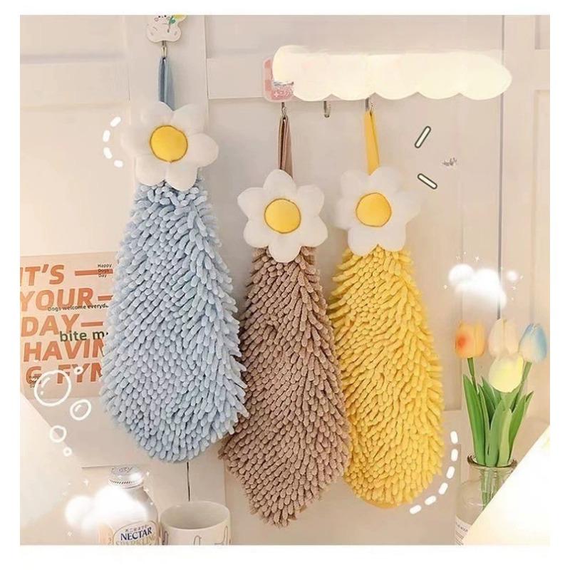 

Милое полотенце для сушки рук из кораллового флиса в форме цветка для использования на кухне синий