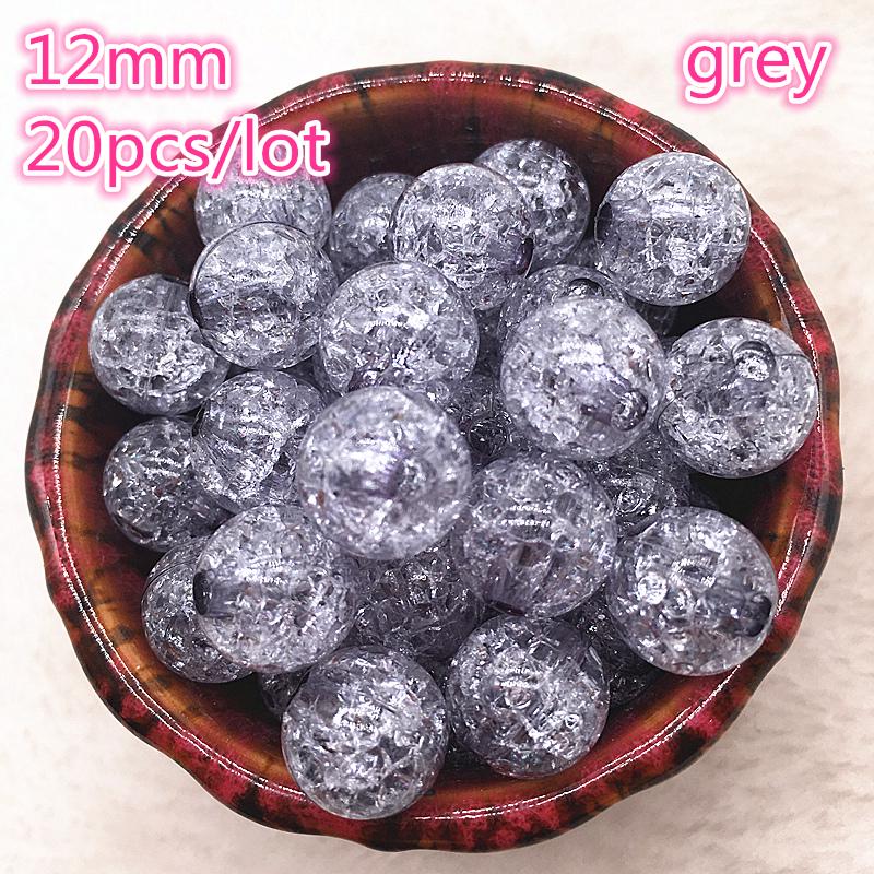 20pcs 12mm Multicolor Round Acrylic Crackle Bead Loose Spacer Beads For Necklaces Bracelets Jewelry Making