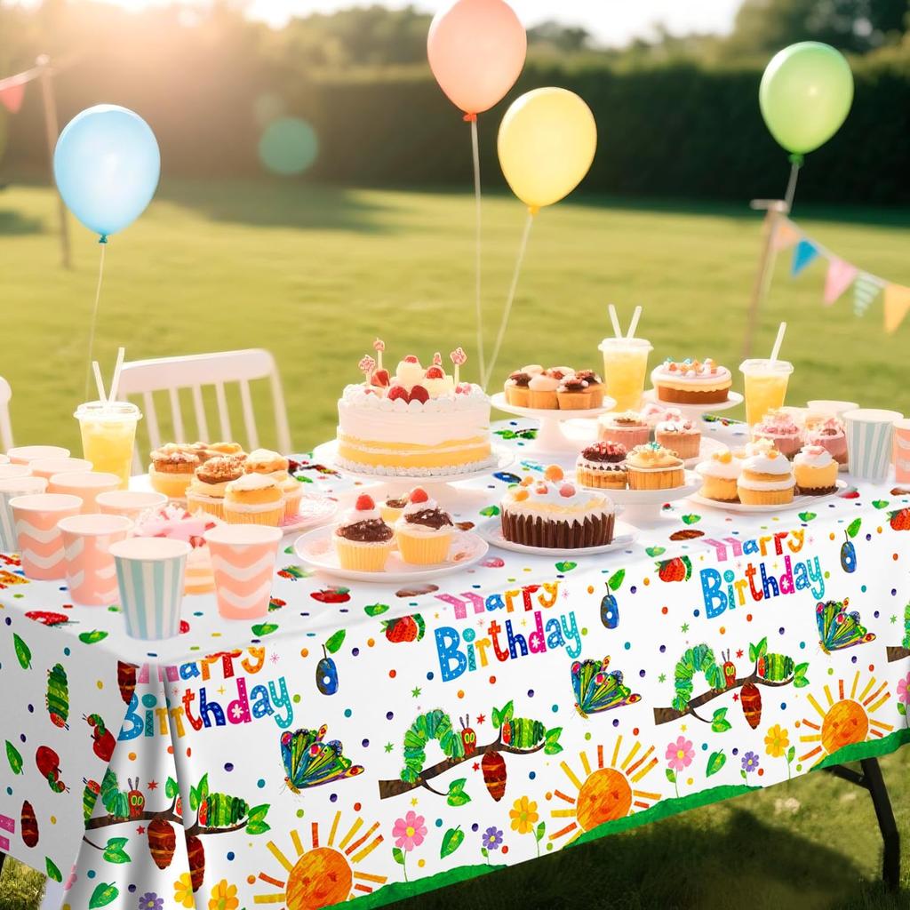 137 X 274cm The Very Hungry Caterpillar Tablecloth, 3 Pcs Hungry Caterpillar Party Tablecloth for The Very Hungry Caterpillar Birthday Decorations