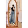 Rough edge flared jeans women's early autumn new high waist thin loose lazy American high street wide leg pants flared pants