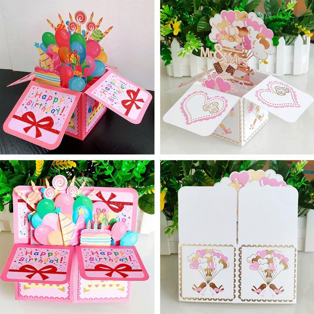 Bouquet Flower Birthday Wedding Rose/Lily/Sunflower Greeting Card Paper Flowers 3D Pops-up Bouquet