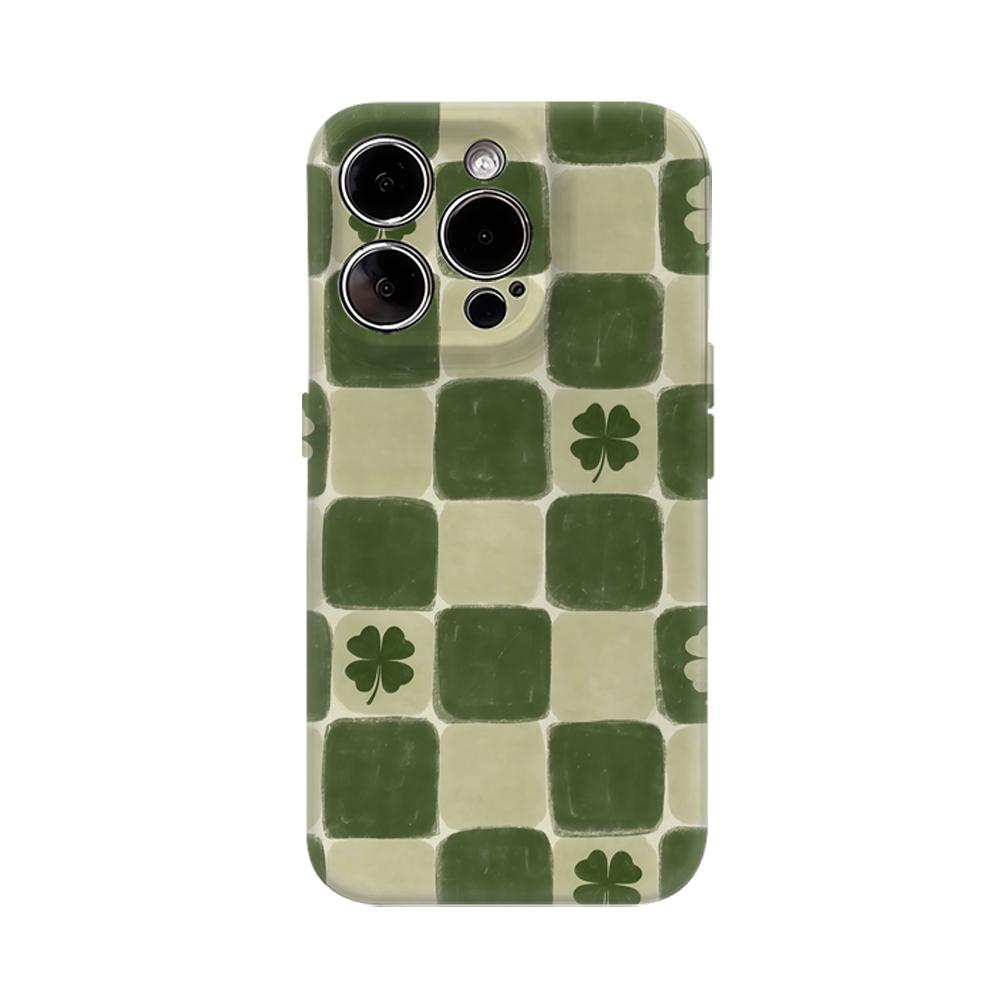 

Vintage Clover Checker Phone Case for IPhone 17AIR 16E 16 15 14 13 12 11 17 Pro Max Plus Double-layer Back Cover IPHONE17PRO