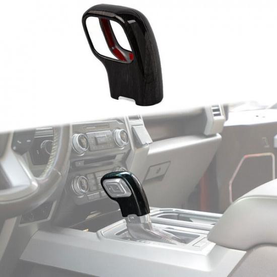 

Black Wood Center Gear Shift Head Knob Decor Cover Trim For Ford F150 15-20