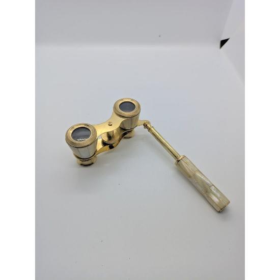 Antyczna mosiężna lornetka operowa z masy perłowej i uchwytem, lornetka żeglarska na prezent