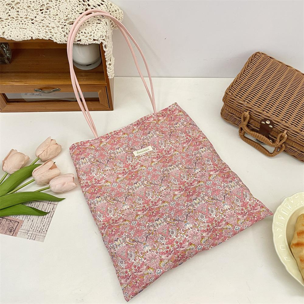 Lazy print sweet plaid shoulder shopping bag leisure commuter canvas bag tote bag