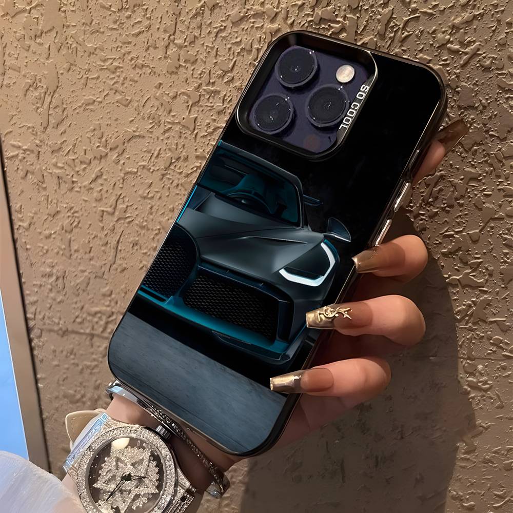 Auto B-Bugatti V-Veyron Custodia per Telefono Per iPhone 16,15,14,13,12,11,Pro,XS,Max,Plus,Mini,SE Nero Caramello Opaca Cover Antiurto