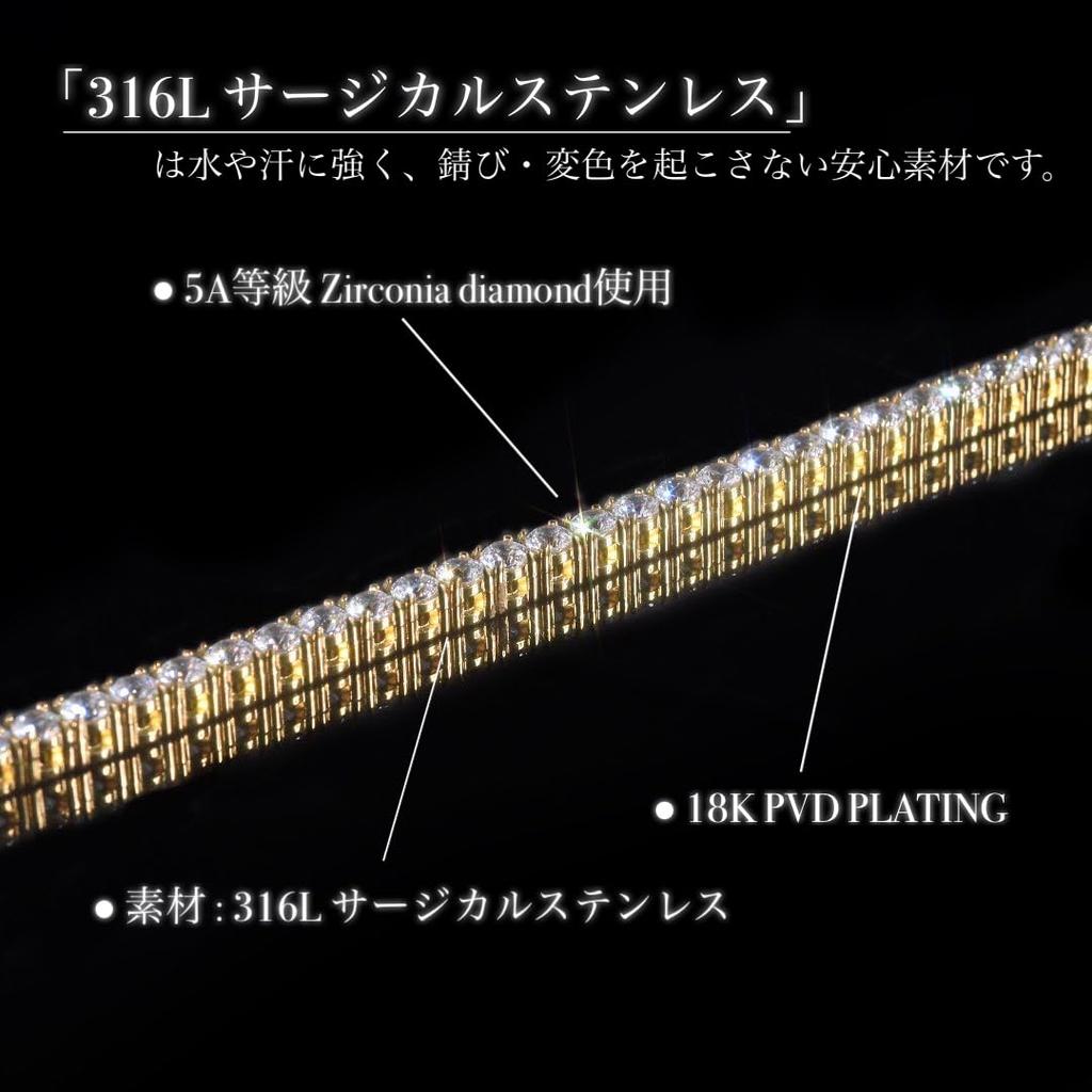 Tennis Chain Tennis Chain Necklace Surgical Stainless Steel 316L Zirconia 5A Hip Hop Jewelry Gold 5mm [Lucliss]