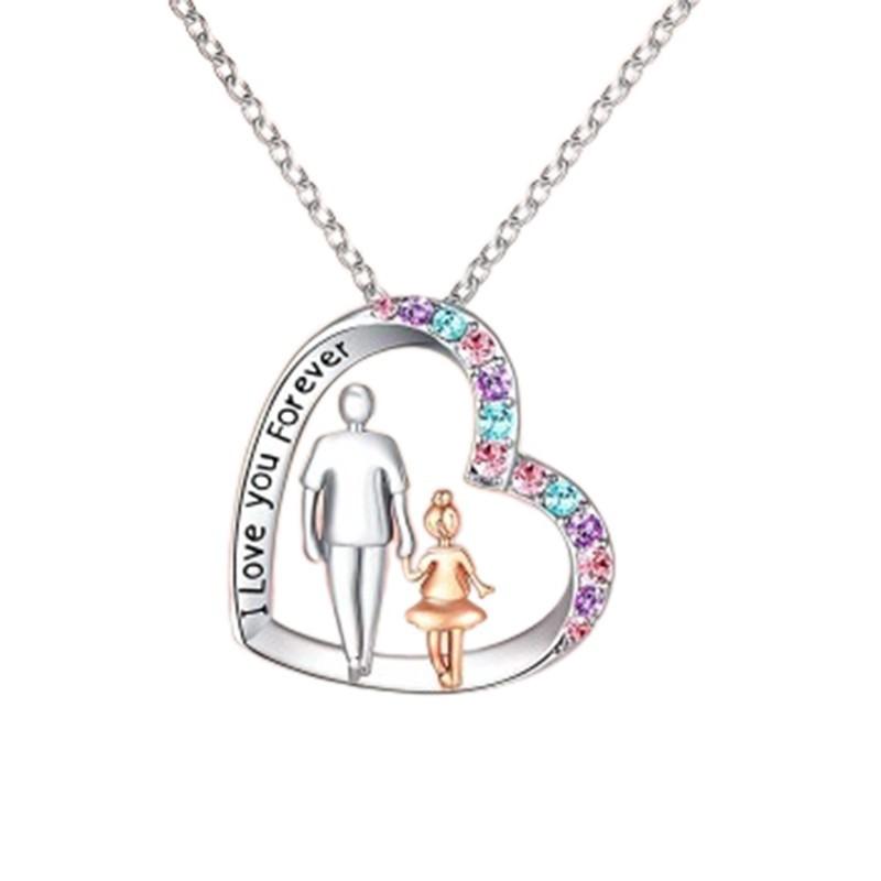 Älskar dig för alltid Färgstark Diamanthjärta Hänge Halsband Dam Smycken Cover