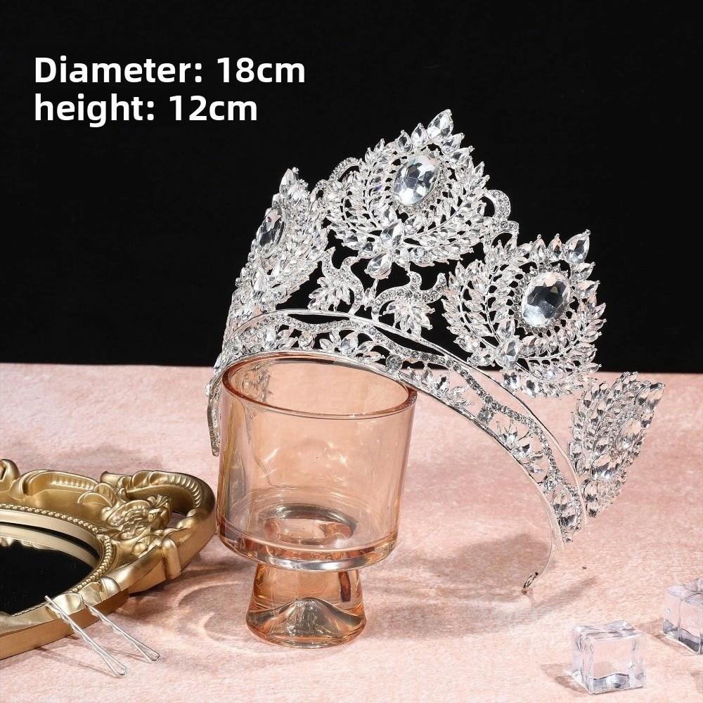 Korean Style Baroque Crystal Crown Hair Hoop Round Tiaras Elegant Metal Prince Crowns  Queen