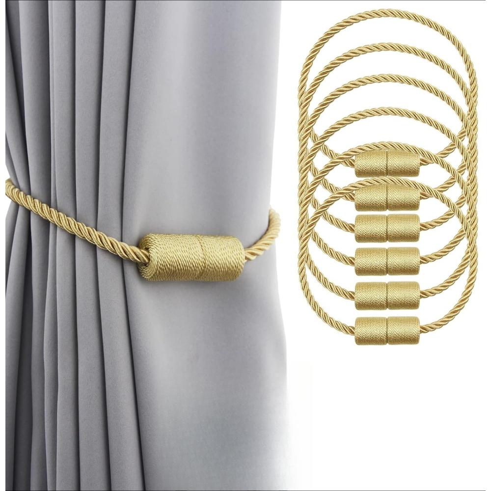 2/4Pack Strong Magnetic Curtain Tiebacks Outdoor Elegant Decorative Tie Backs Rope for Drapes Window Curtain Holdbacks