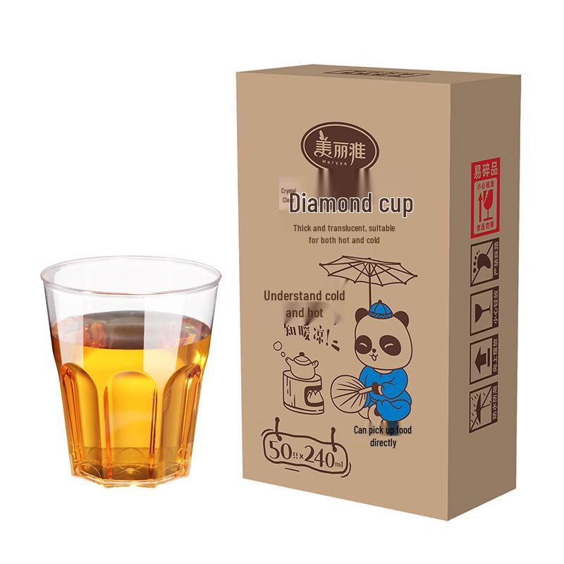 Meiliya Disposable Crystal Clear Diamond Pattern Plastic Cups