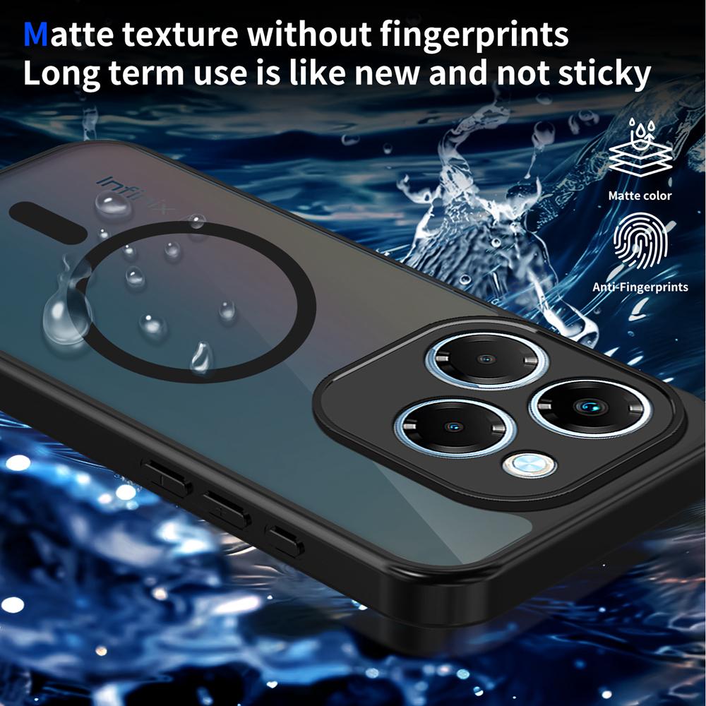 KEYSION Magnetic Phone Case for for Infinix Smart 8 Soft Silicone+PC Matte Translucent Shockproof Back Cover for Infinix Hot 40i