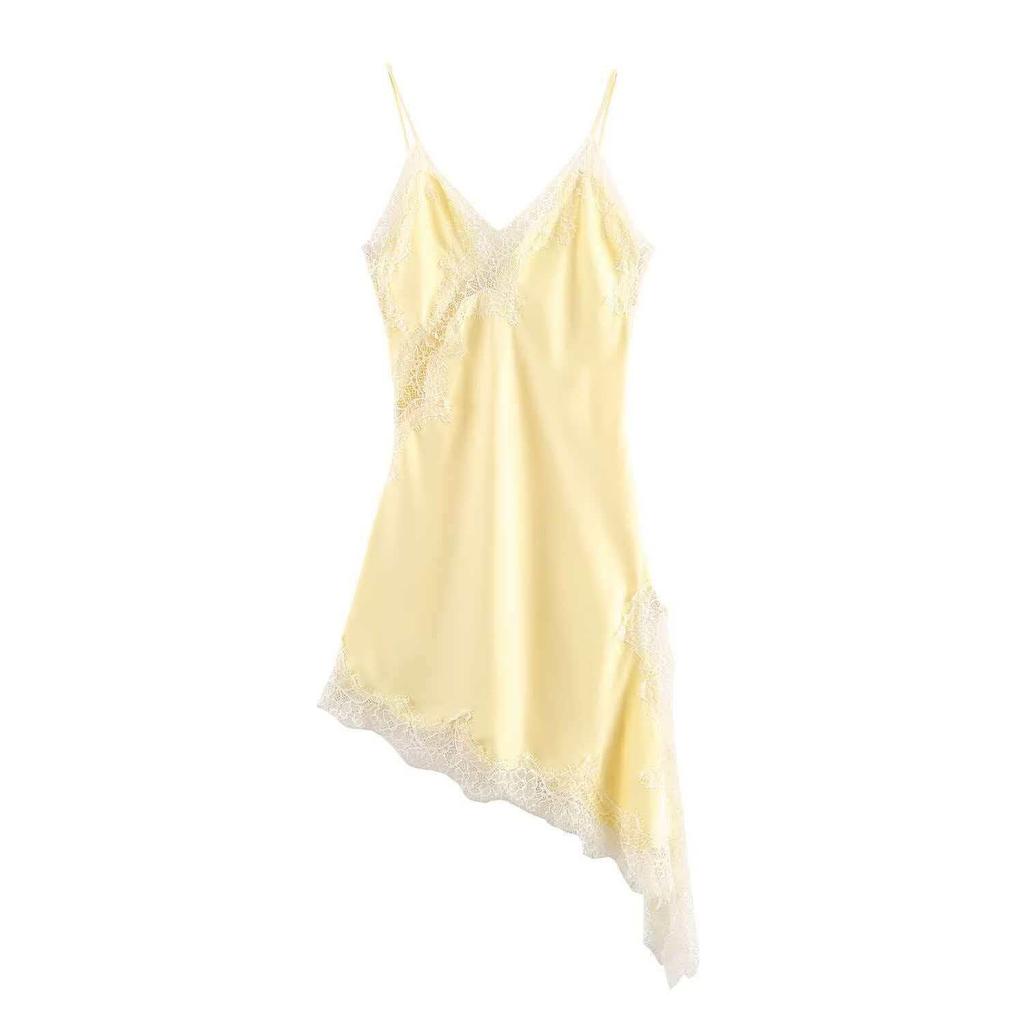 European & American Style Women's Lace Patchwork Asymmetrical Dress - Hot Selling Temperament