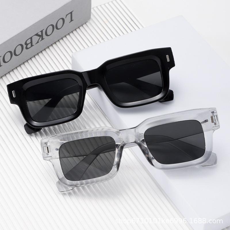 New Women's Rice Nail Square Sunglasses Retro UV400 Eyewear Trendy Sunshade Shades Personalized Eyeglasses