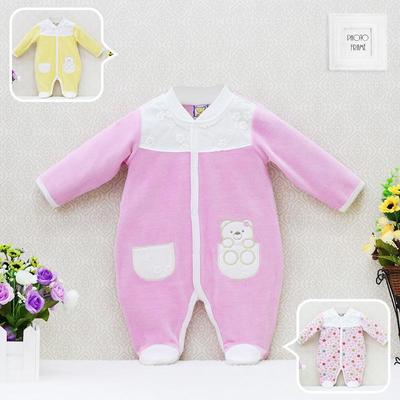 Girls Baby Cotton Button Rompers Autumn and Winter Clothes Long Sleeve Crawl Clothing Newborn Suits
