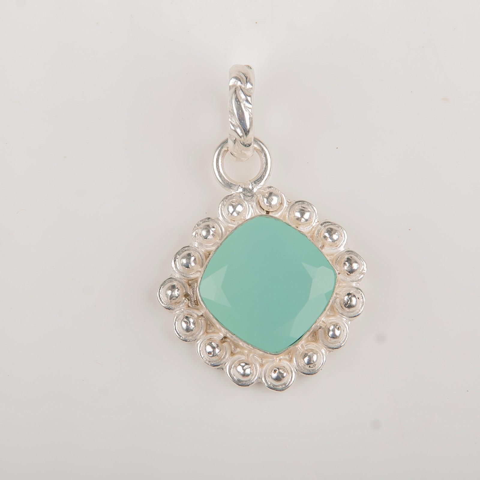 

Аква Халцедон Драгоценный Камень 925 Стерлинговое Серебро Ювелирные Изделия Ручной Работы Подвеска 1.37 PP-34-14