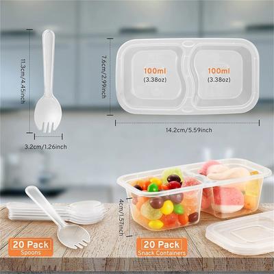 Disposable Double-Layer  Container,  Dressing Box with Lid, Tomato  and Dipping  Portion Cup for Bento, Camping, Meal Prep