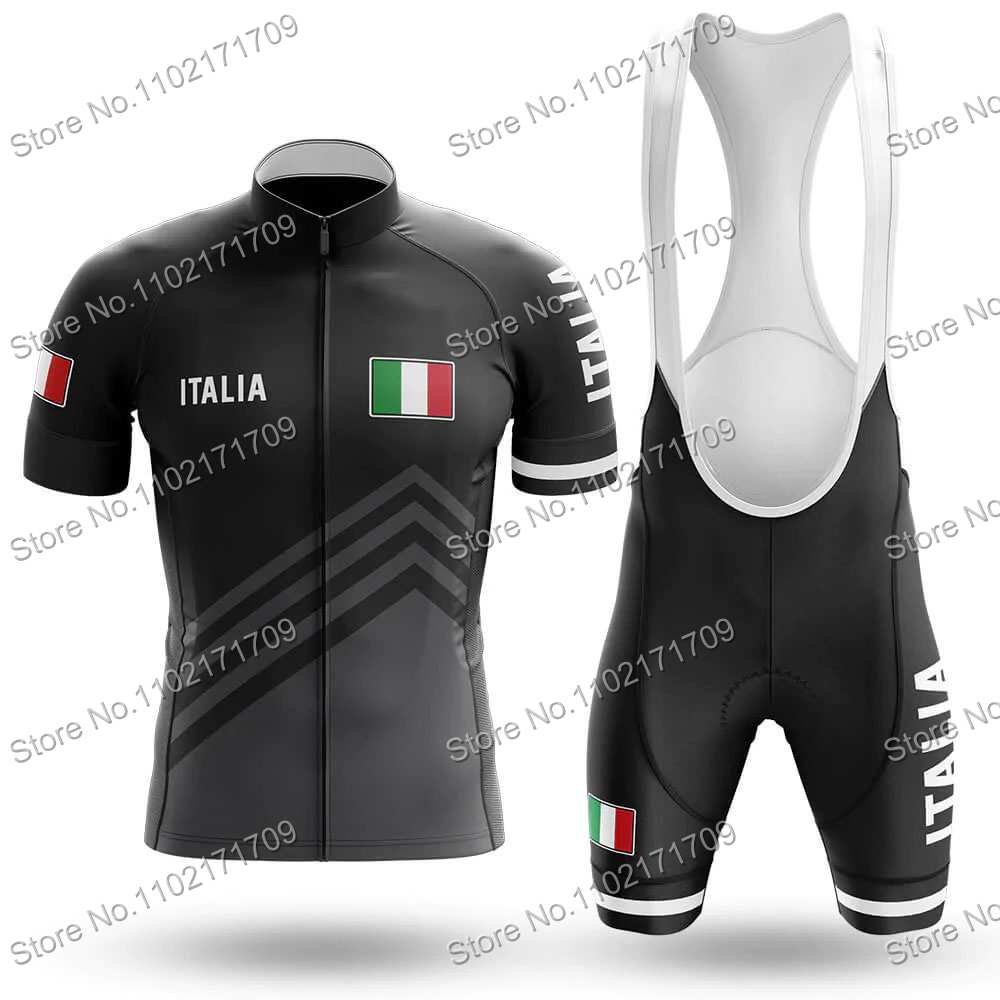 Set Maglia Ciclismo Classica Squadra Italia Uomo Donna Bandiera Italia Abbigliamento Ciclismo Bianco Verde Nero Maglia Bici da Strada Completo MTB Ropa