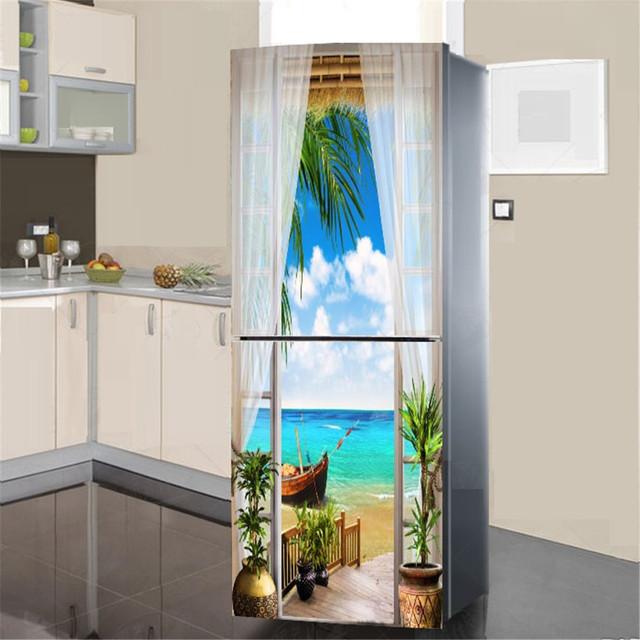 

Наклейка на холодильник с водой и растениями, книжный шкаф, наклейки с пейзажем, Muraux, декоративная виниловая стена, свадебное украшение, эстетический декор комнаты 60x180cm(1pcs)