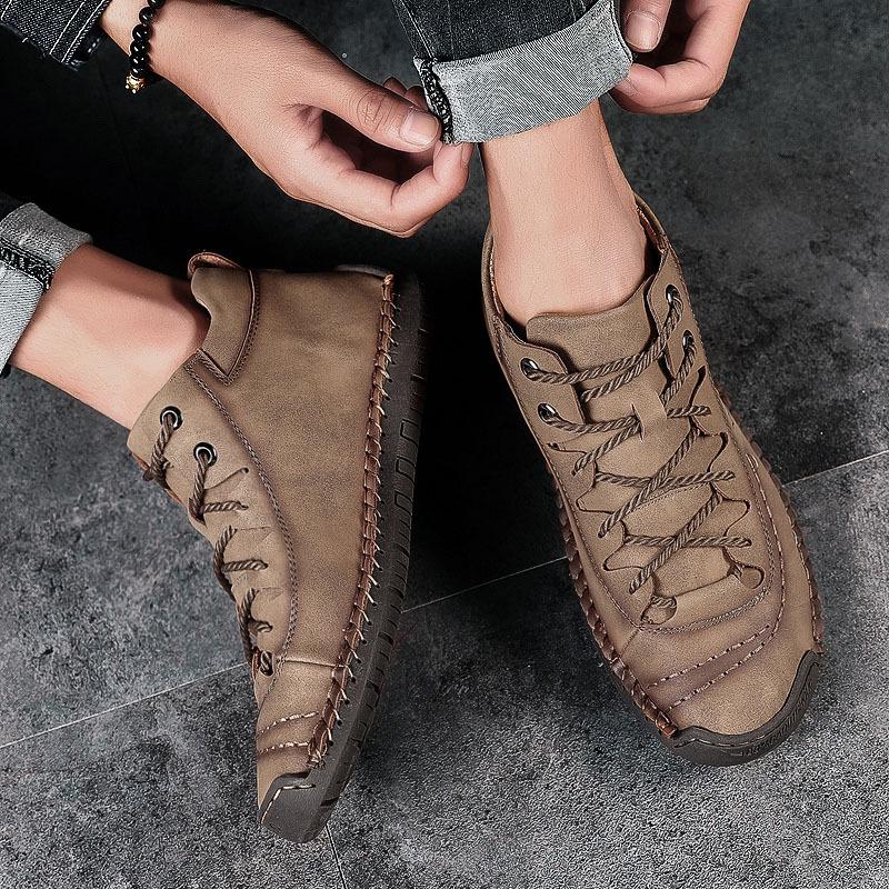 Осенняя легкая модная обувь с высоким берцем, мужская кожаная обувь больших размеров, мужская обувь 38