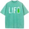 Men Casual Cotton Short Sleeve T-shirts Battery Life Letter Men's T-Shirt Men Women Casual Fashion Oversized T-shirt