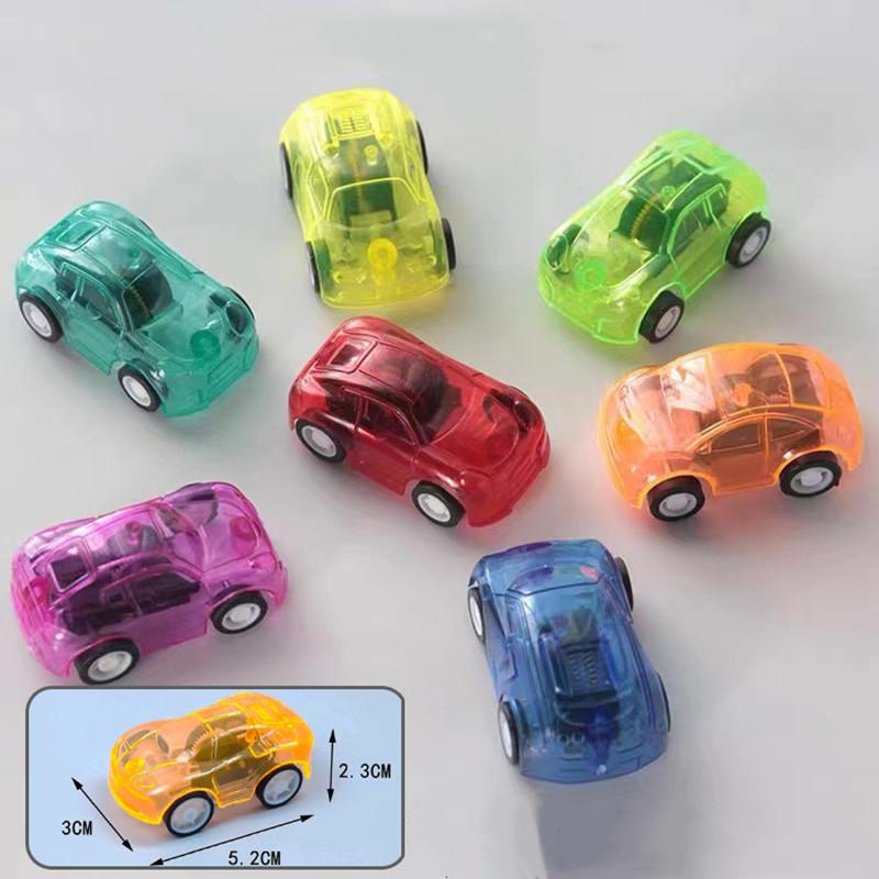 20Pcs Creative Mini Car Boys Kid Plastic Transparent Pull Back Car Small Aircraft Toys Favor Party Educational Birthday Gifts