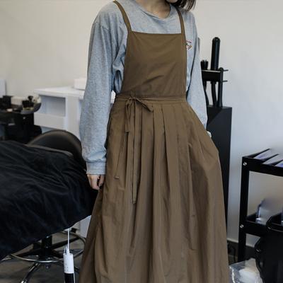 Long Waterproof Apron 42" Chef Kitchen Apron with Adjustable Ties And Pockets Sleeveless Cotton Smock for Salon Nail Technicians