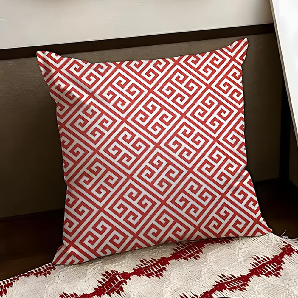 Zigzag Meander Pattern Cushion Cover Reversible Soft Durable Pillow Cover Home  Car MultiScene Use for Daily Comfort
