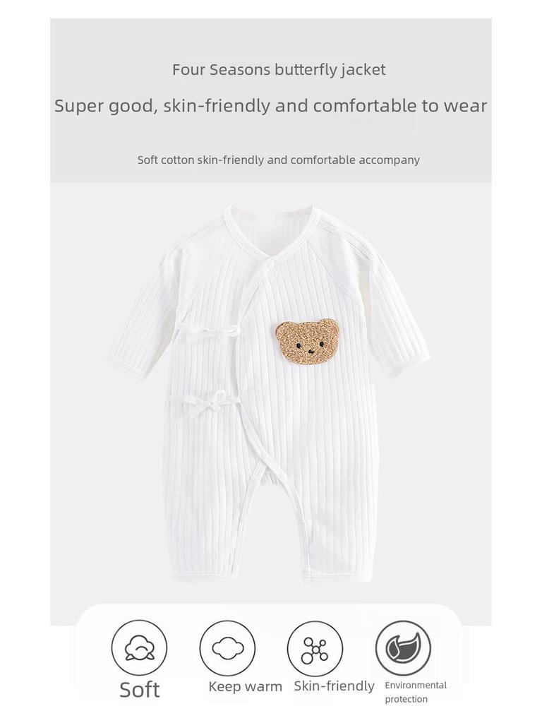 Newborn Unisex Butterfly Onesie - Soft Cotton Romper for All Seasons