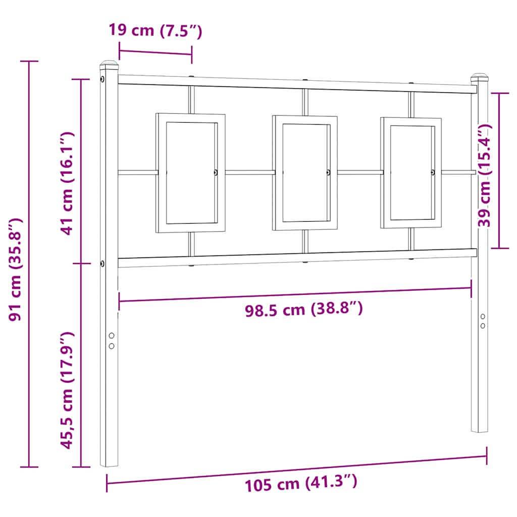 Replacement Headboard Metal White 100 cm