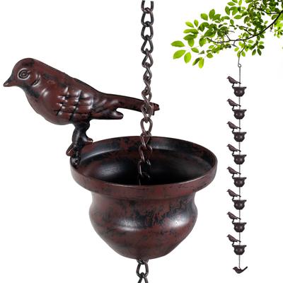 Novas correntes de chuva de metal para decoração de telhado de calha externa, drenagem, pássaros criativos em copos, coletor de chuva, ferramenta de corrente de chuva, calha de descida