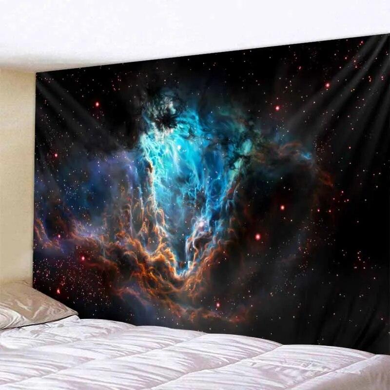 Galaxy Night Sky Tapestry Moon Night Starry Sky Scenery Tapestry Bohemian Psychedelic Home Living Room Bedroom Decoration