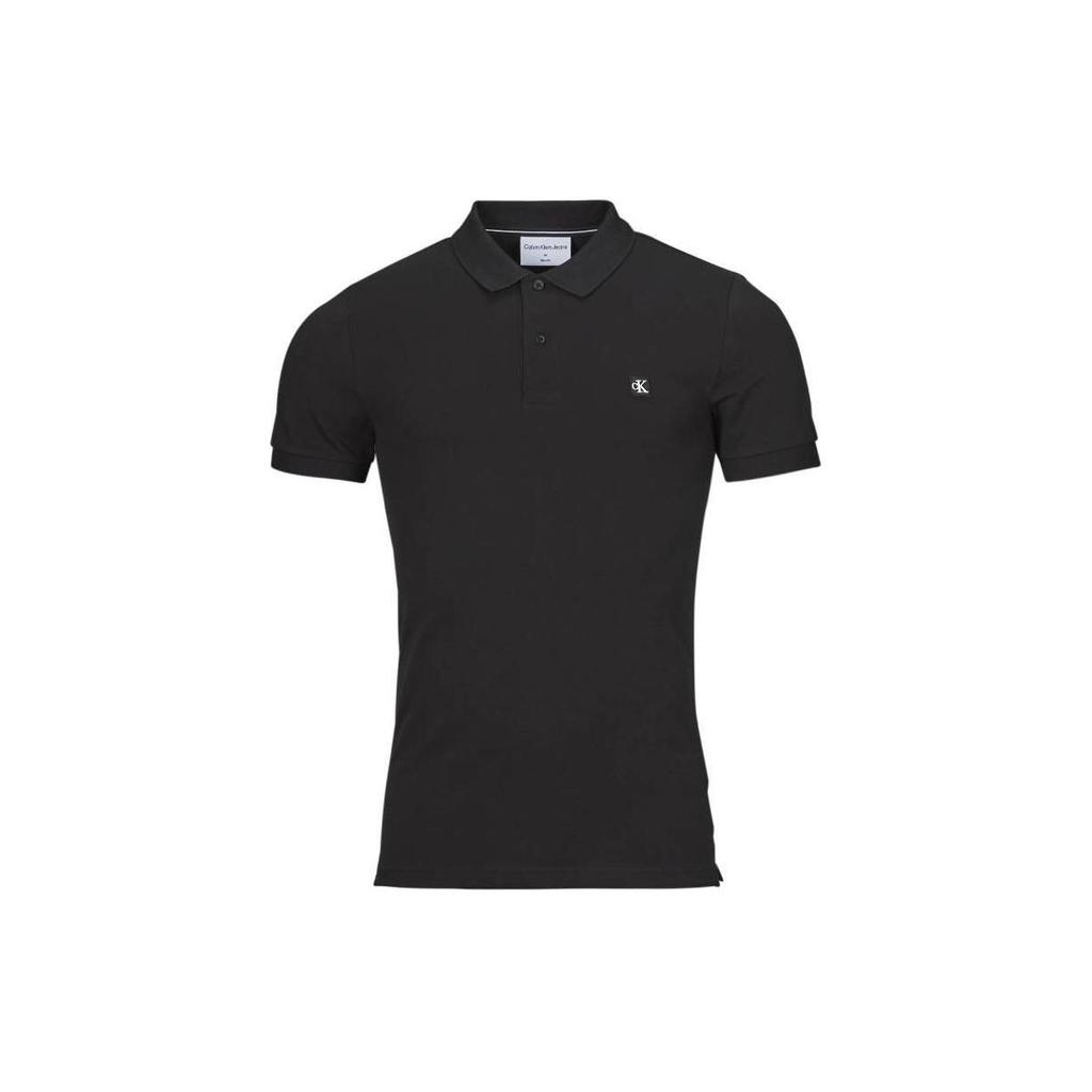 Calvin Klein Solid Color Button Short Sleeve Polo Shirt Men tops Black J30J325269-BEH